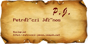 Petróczi János névjegykártya